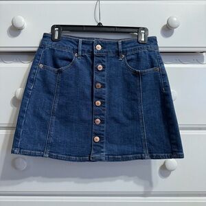 Denim Button-Up A-Line Skirt